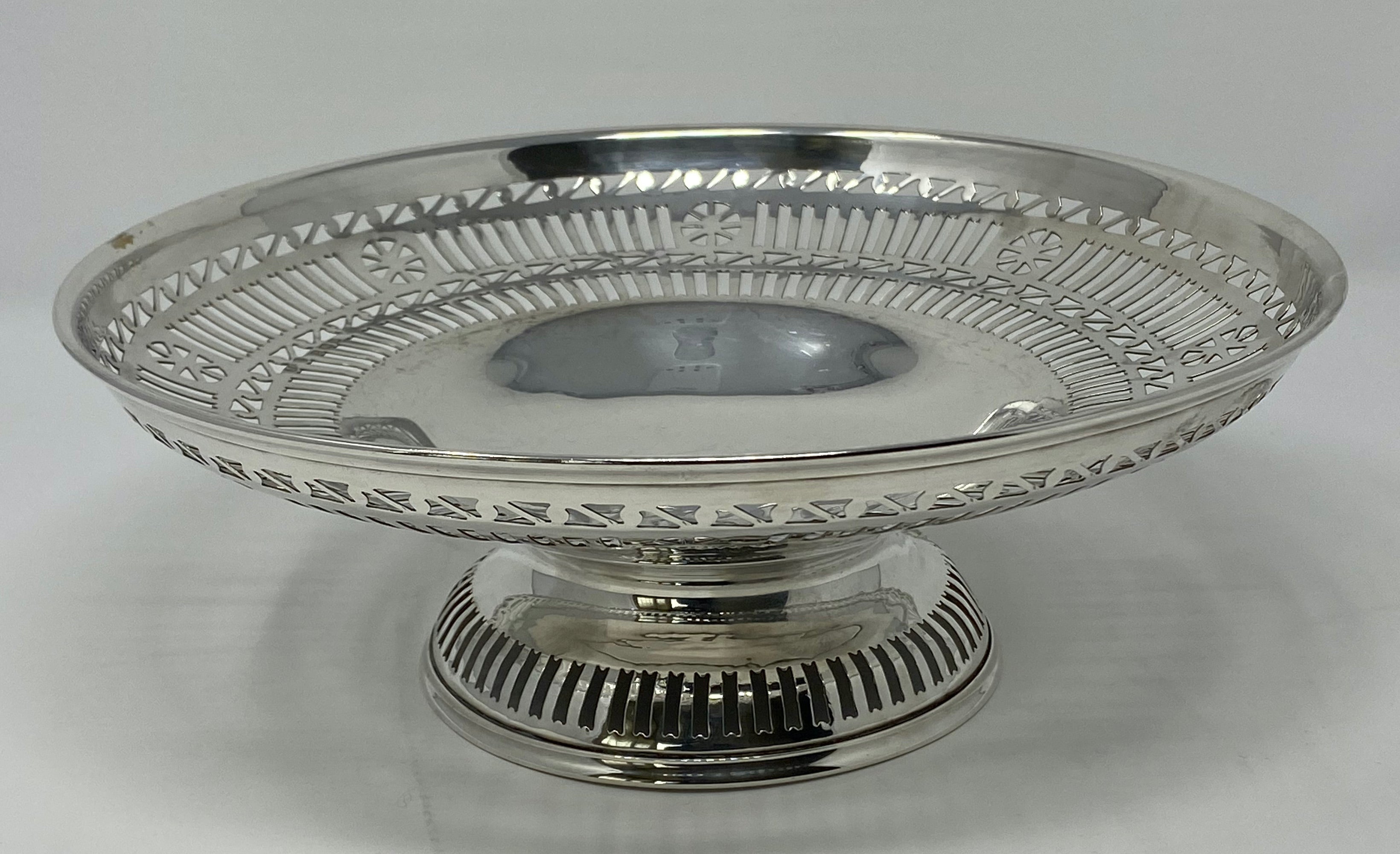 Antique Silver Pierced Dish on a Pierced Foot