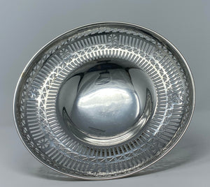 Antique Silver Pierced Dish on a Pierced Foot