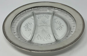 Sterling Silver and Etched Glass Partitioned Dish