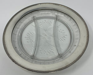 Sterling Silver and Etched Glass Partitioned Dish
