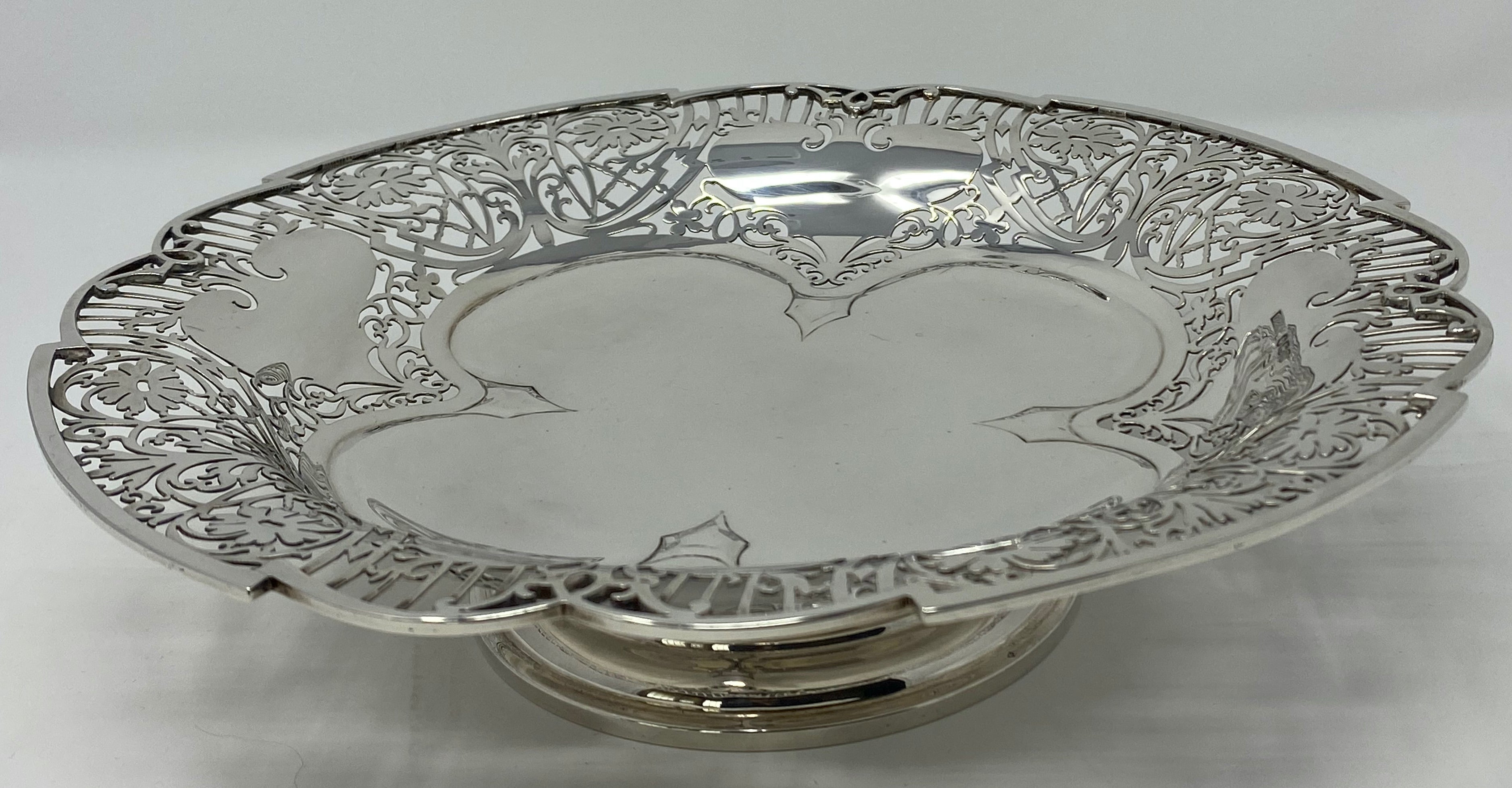Silver Pierced Dish on Pedestal Foot