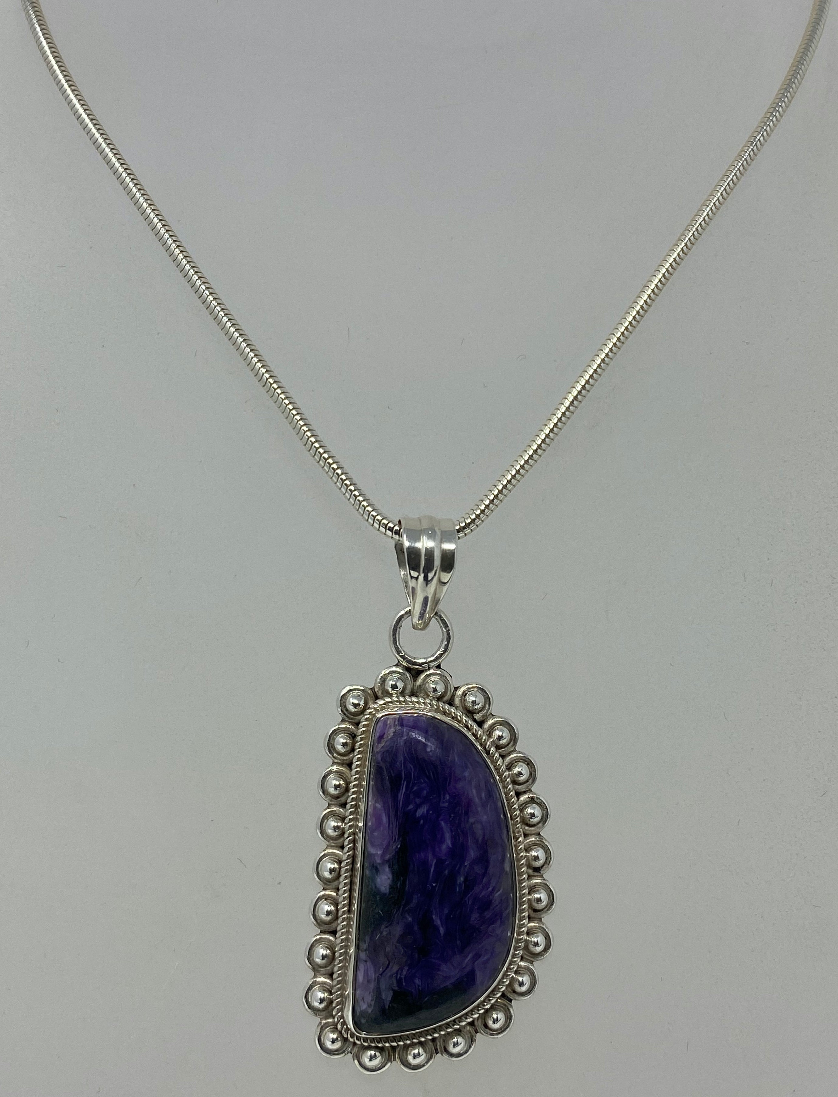 Silver and Charoite Necklace