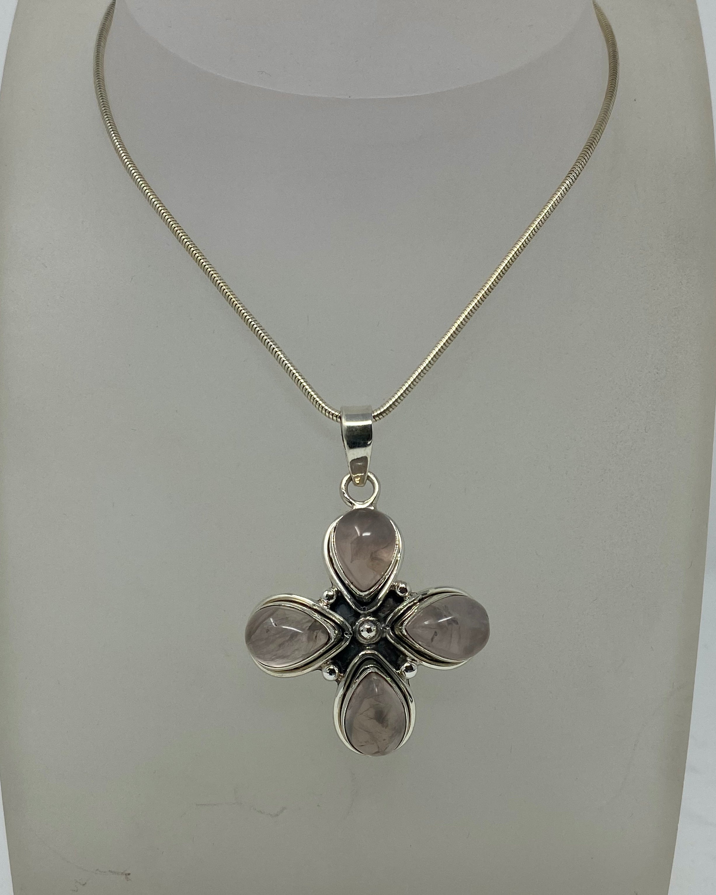 Silver and Rose Quartz Necklace