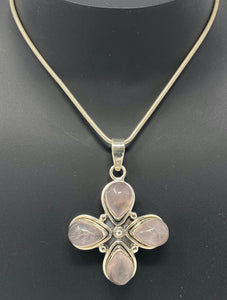 Silver and Rose Quartz Necklace