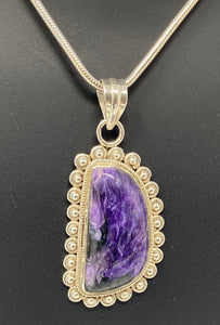 Silver and Charoite Necklace
