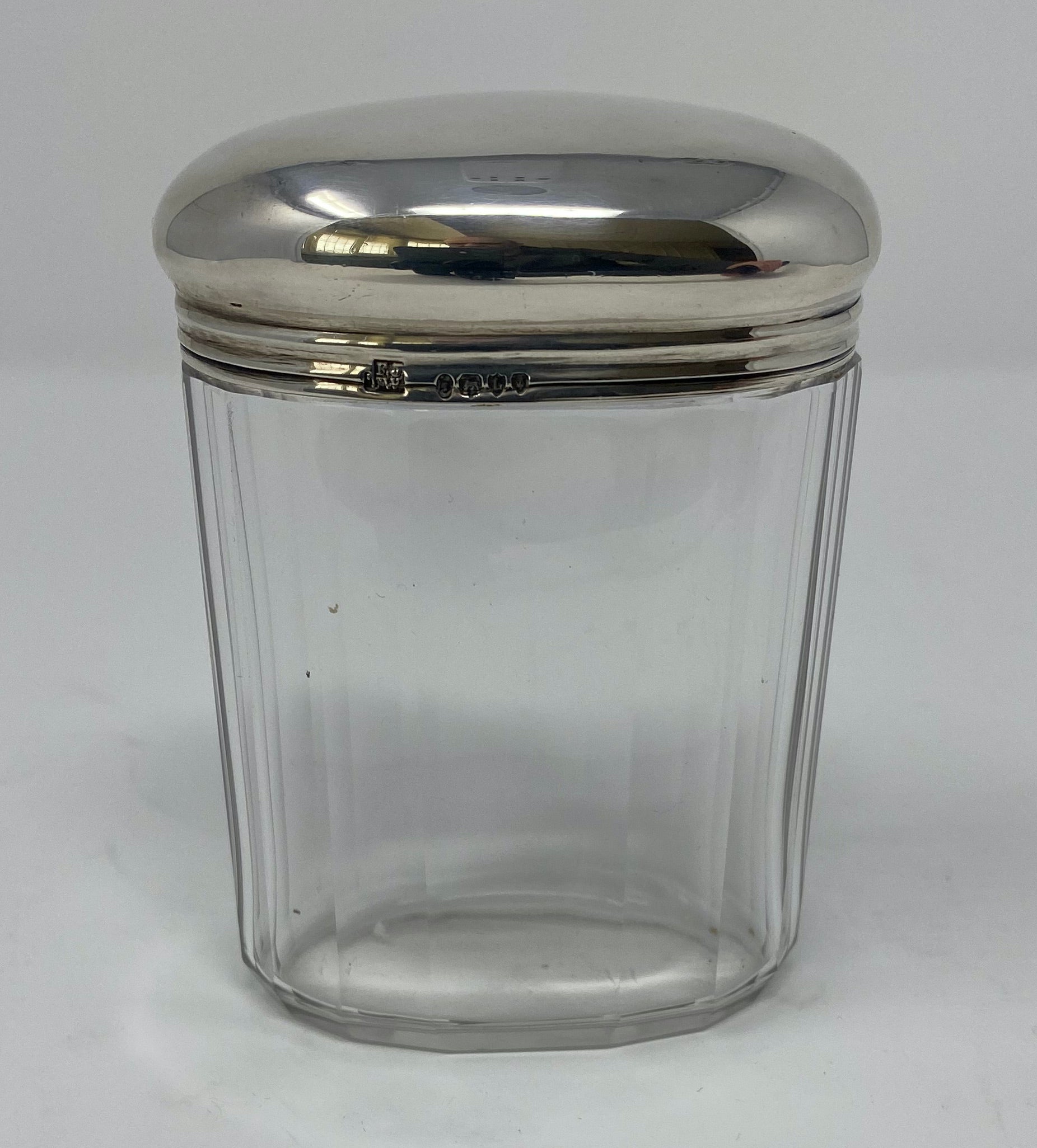 Antique Victoria Silver and Glass Dresser Jar