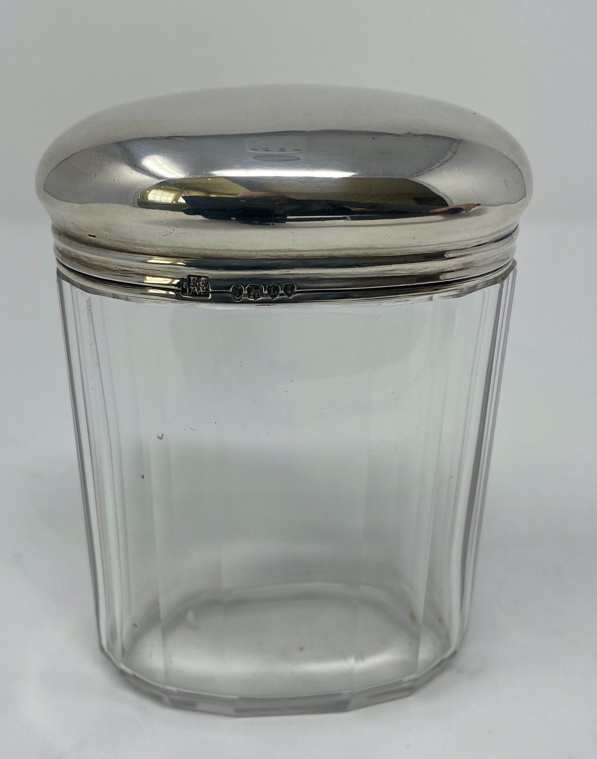 Antique Victoria Silver and Glass Dresser Jar