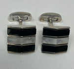 Load image into Gallery viewer, Silver and Black Onyx and Mother of Pearl Cufflinks

