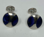 Load image into Gallery viewer, Silver and Blue Cufflinks
