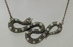 Silver Marcasite and Opal Necklace