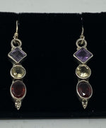 Load image into Gallery viewer, Silver, Amethyst, Citrine and Garnet Earrings
