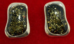 Load image into Gallery viewer, Silver and Green Amber Earrings
