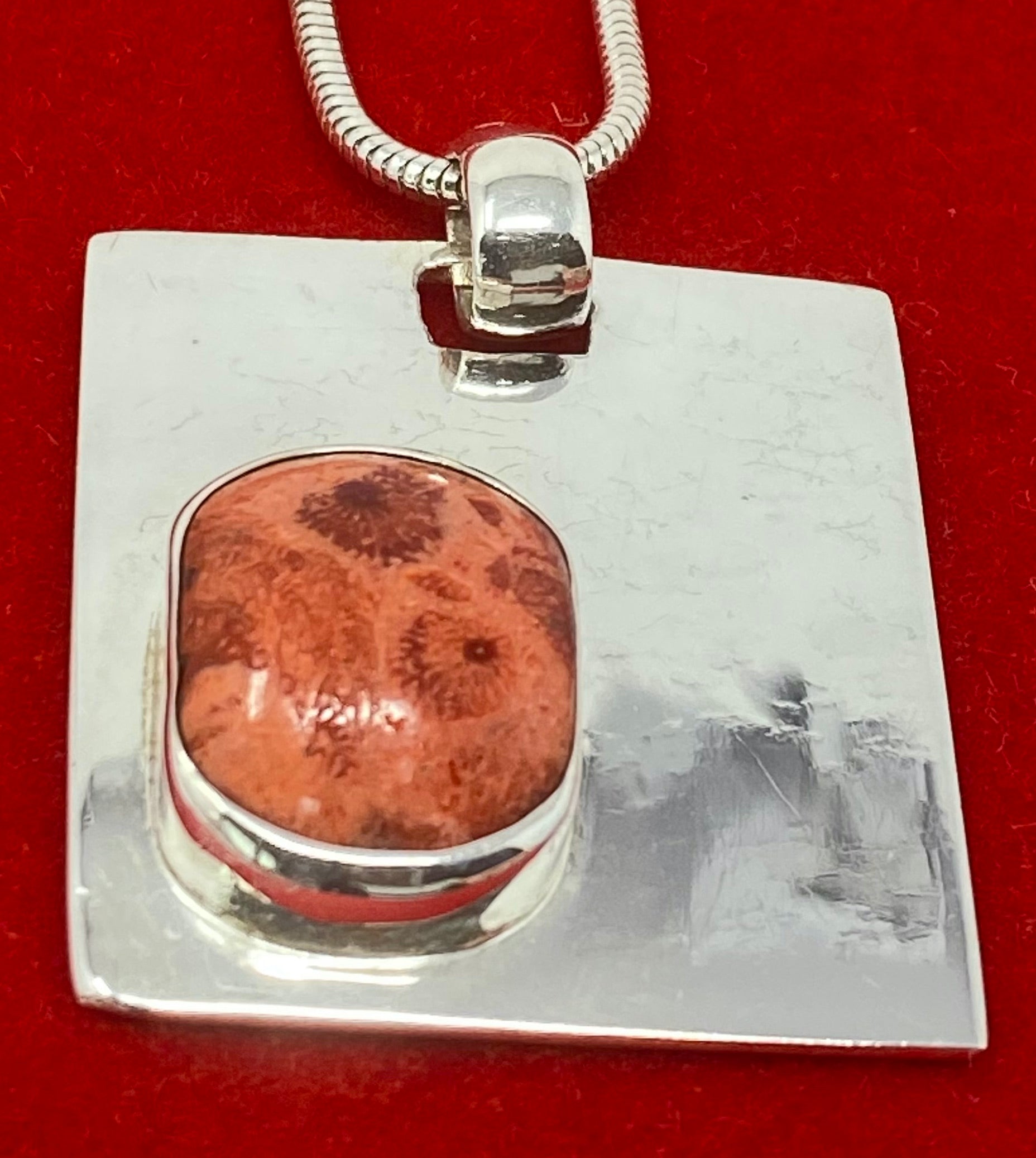 Silver and Zoisite Pendant on Snake Chain