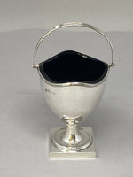 Load image into Gallery viewer, Silver Swing Handled Basket with Bristol Blue Glass Liner
