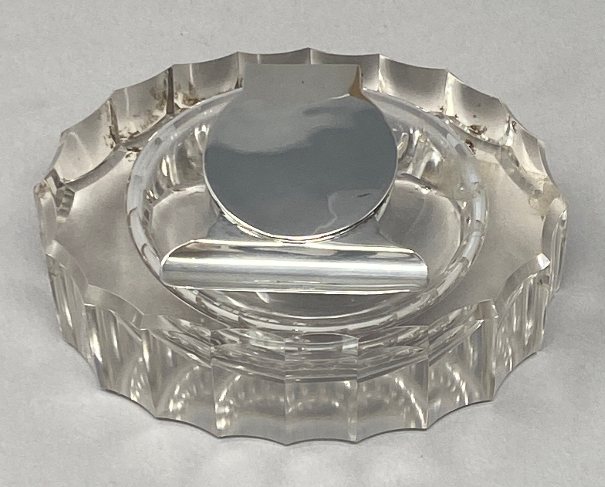 Antique Silver and Glass Inkwell