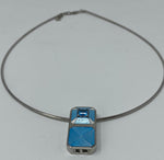 Load image into Gallery viewer, Silver Necklace with Enamel and Blue Topaz Pendant

