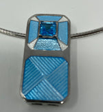 Load image into Gallery viewer, Silver Necklace with Enamel and Blue Topaz Pendant
