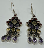 Load image into Gallery viewer, Silver and Mixed Stone Drop Earrings
