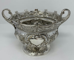 Antique Victorian Silver Embossed Two Handled Bowl