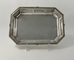 Silver Art Deco Serving Dish and Cover with Side Handles