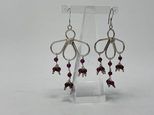 Silver and Garnet Cluster Earrings