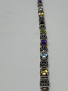 Silver and Marcasite and Semi Precious Stones Bracelet