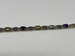 Load image into Gallery viewer, Silver and Marcasite and Semi Precious Stones Bracelet

