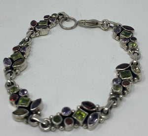 Silver and Mixed Stone Bracelet