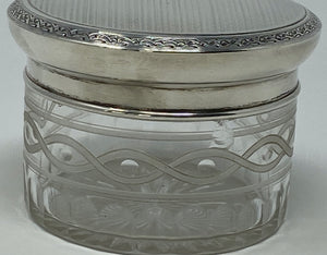 Antique Silver and Etched Glass Dresser Jar