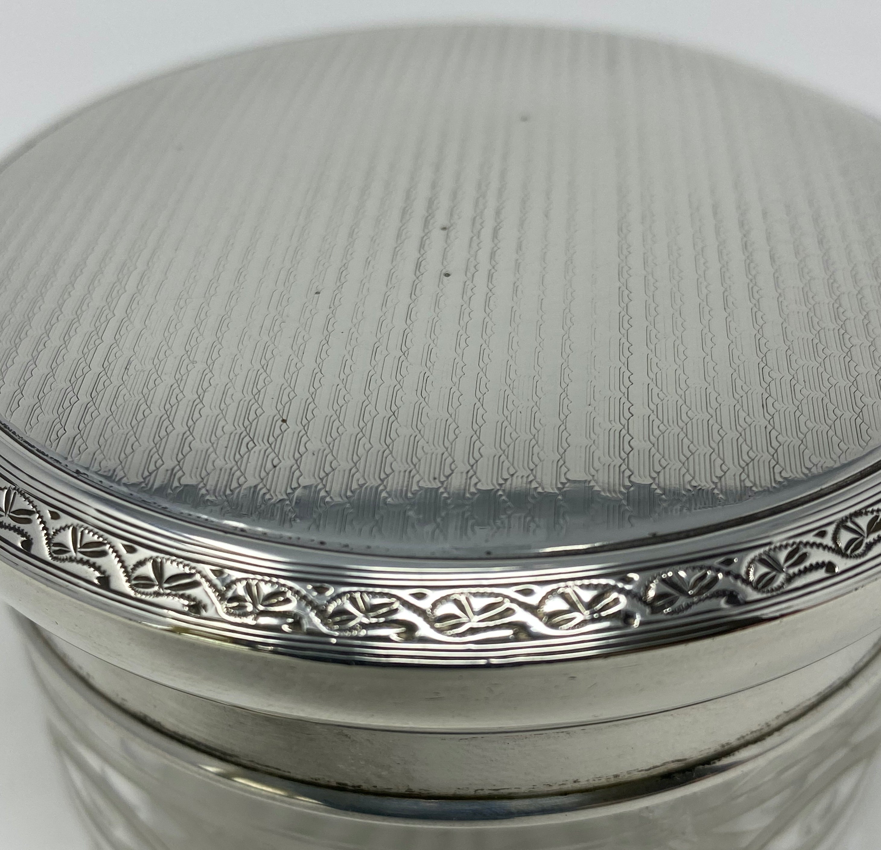 Antique Silver and Etched Glass Dresser Jar