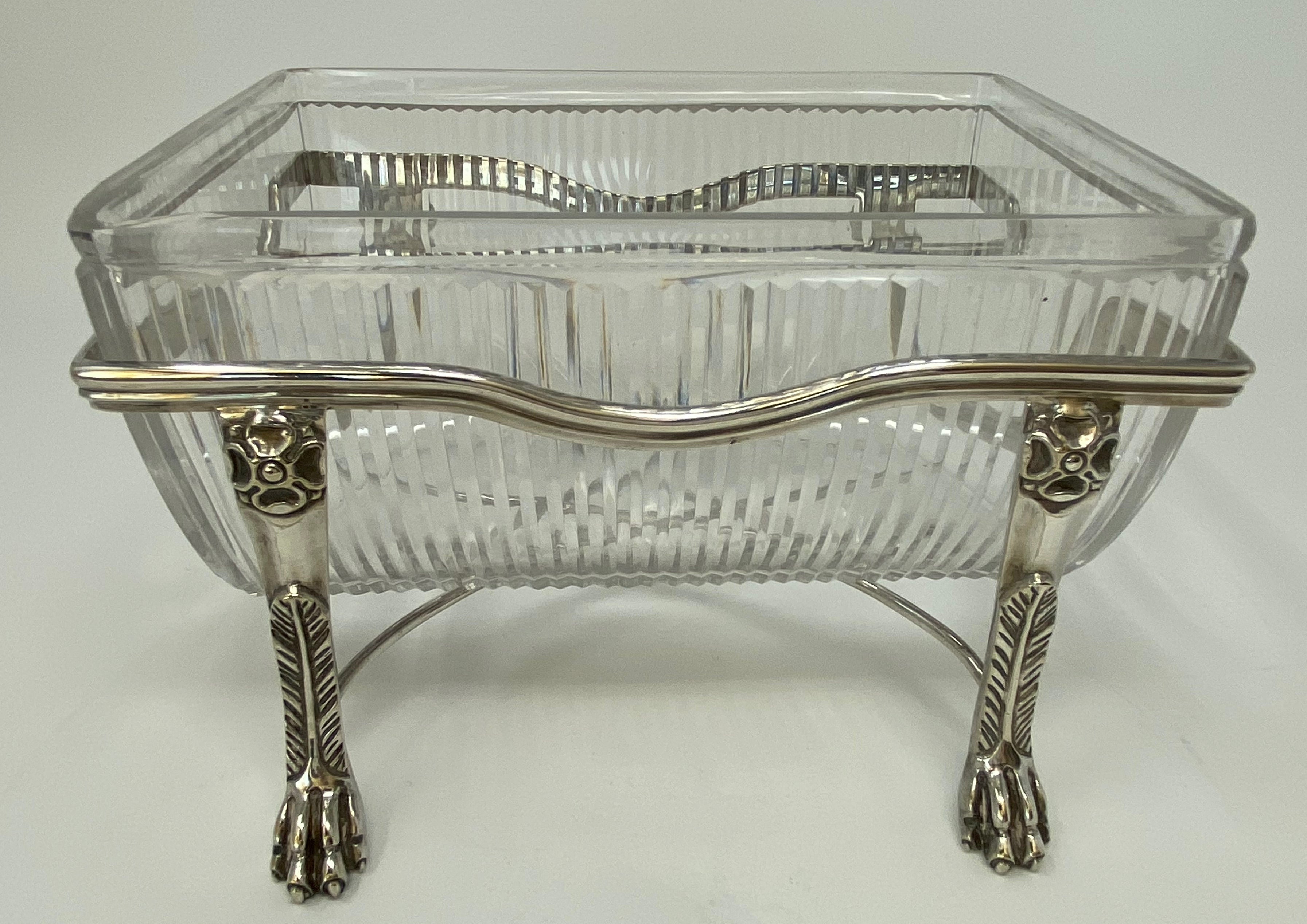 Antique Victorian Silver Plate and Cut Glass Bowl in Stand