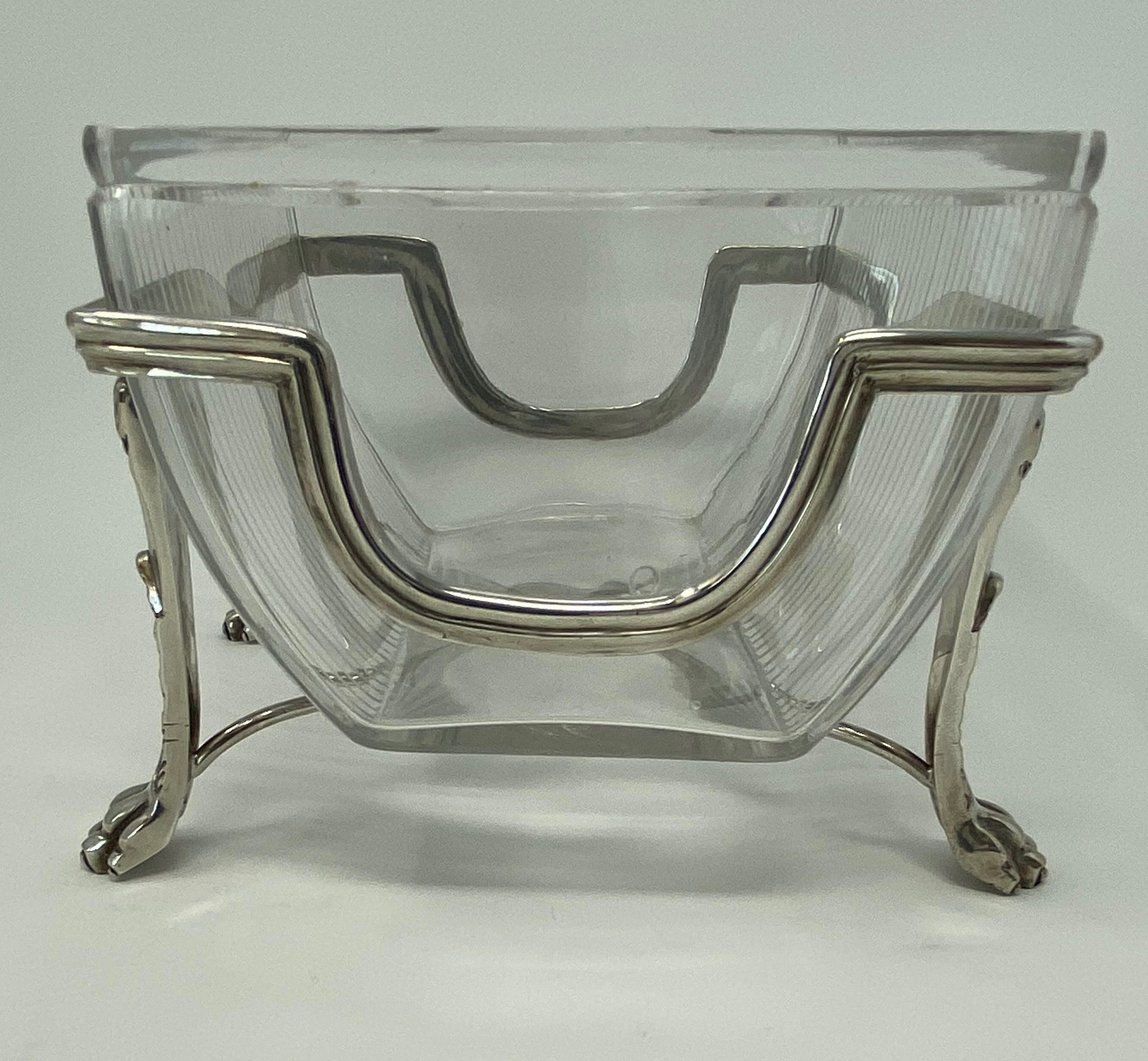 Antique Victorian Silver Plate and Cut Glass Bowl in Stand