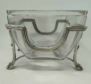Antique Victorian Silver Plate and Cut Glass Bowl in Stand