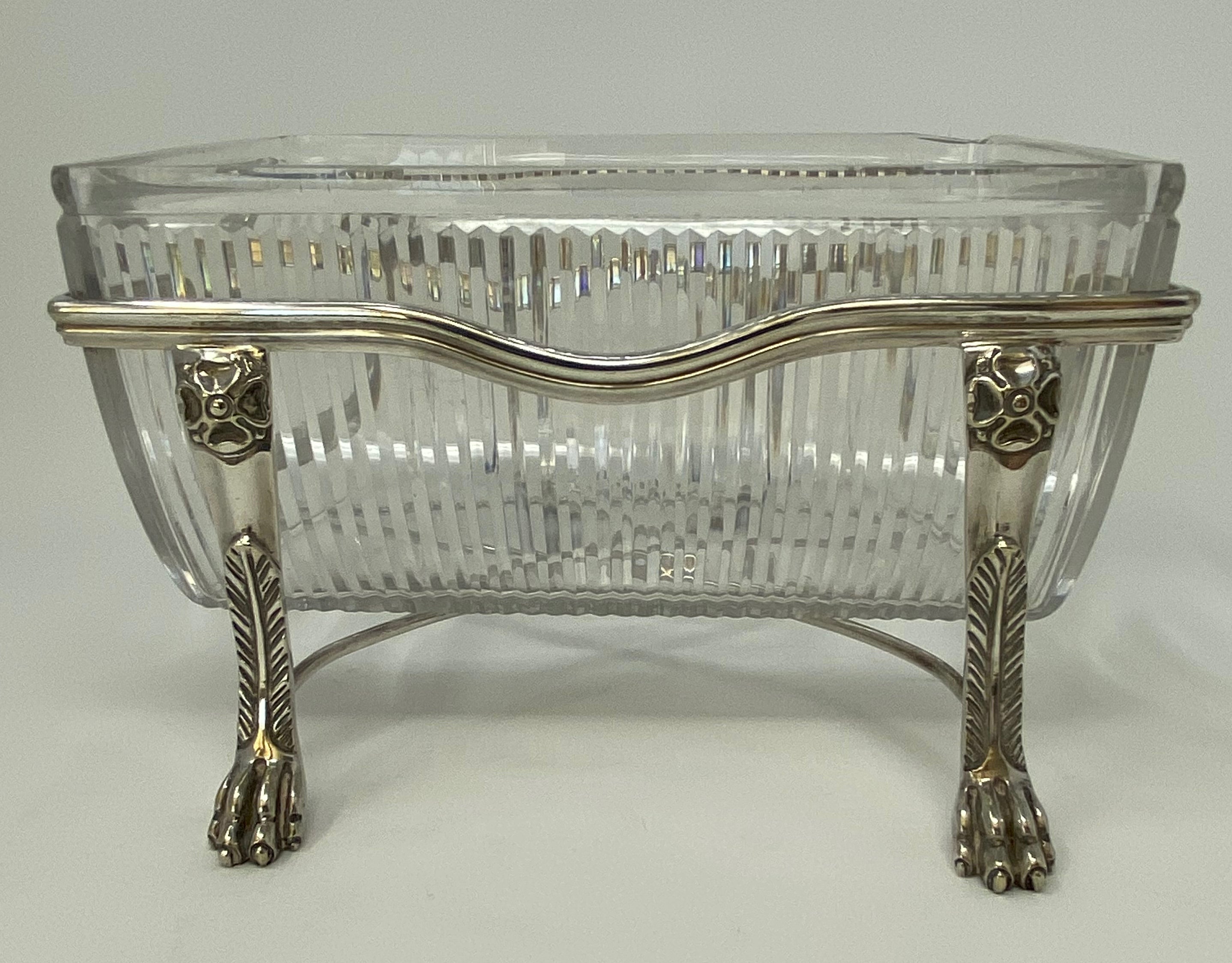 Antique Victorian Silver Plate and Cut Glass Bowl in Stand
