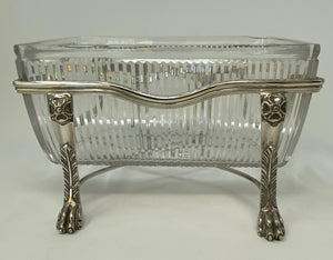 Antique Victorian Silver Plate and Cut Glass Bowl in Stand