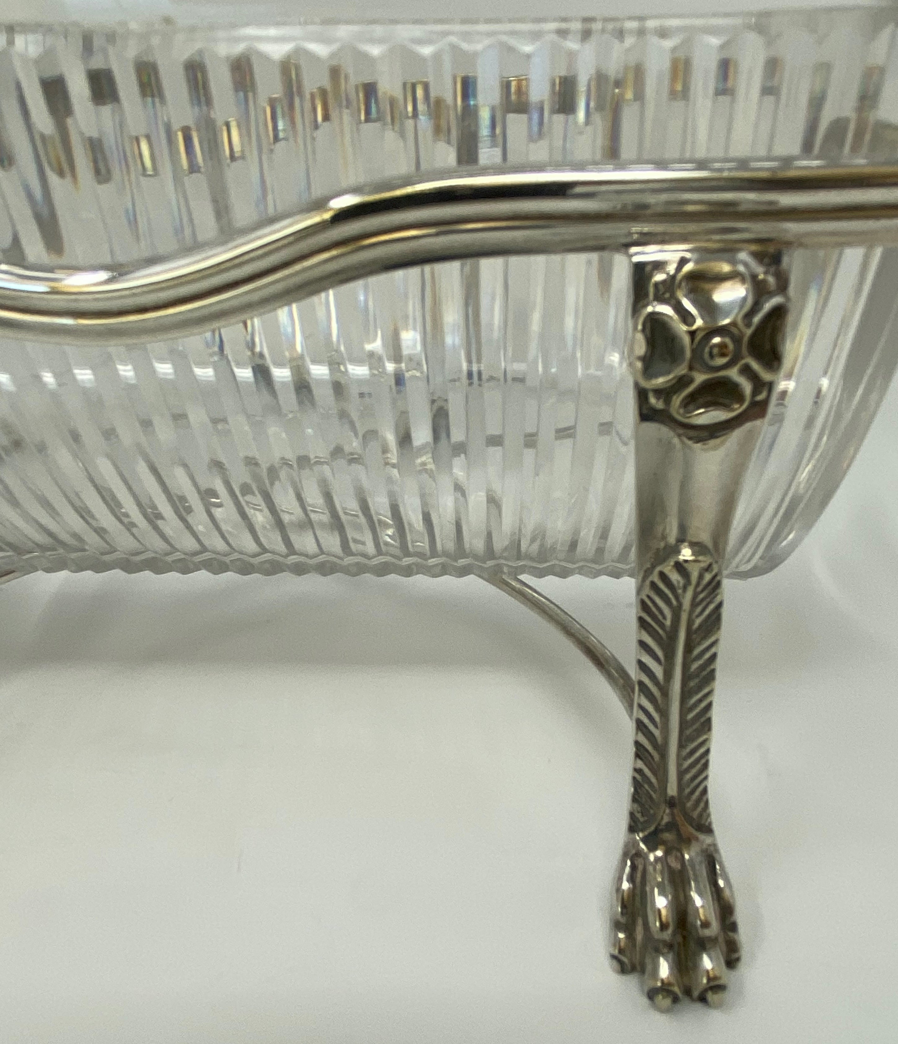 Antique Victorian Silver Plate and Cut Glass Bowl in Stand
