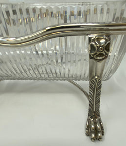 Antique Victorian Silver Plate and Cut Glass Bowl in Stand