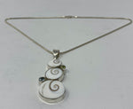Load image into Gallery viewer, Silver and Sea Shell with Blue Topaz and Peridot Stone Pendant on Snake Chain
