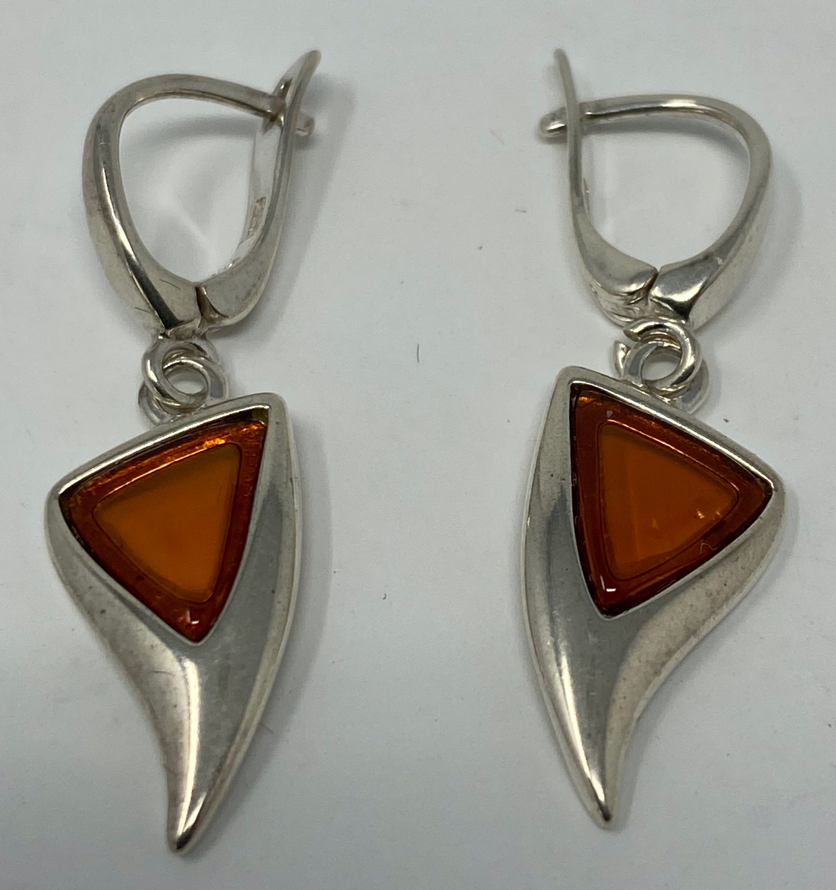 Silver and Amber Earrings