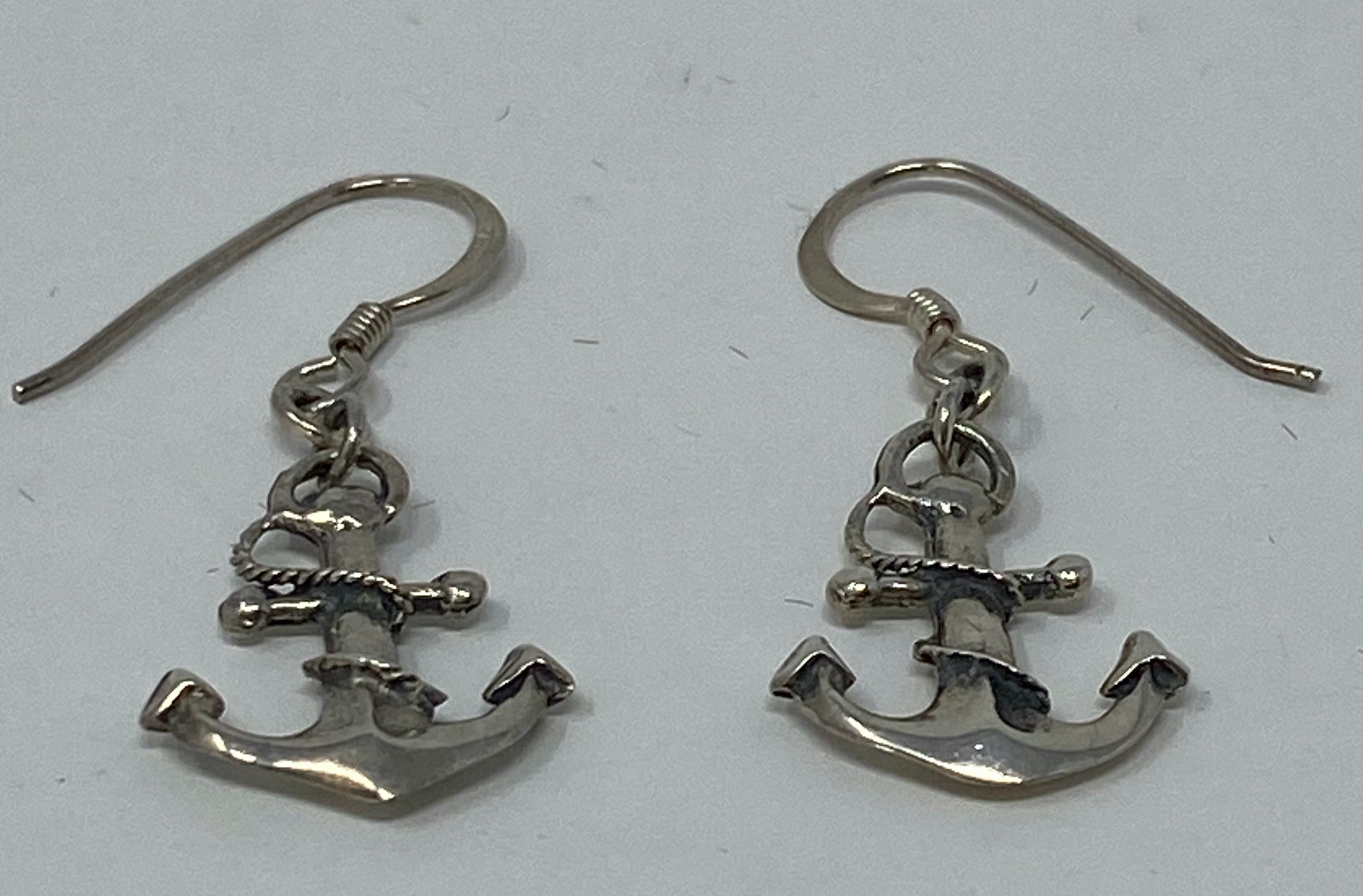Pair of Vintage Silver Anchor Earrings
