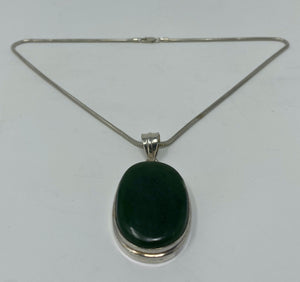Silver and Naphrite Jade Necklace