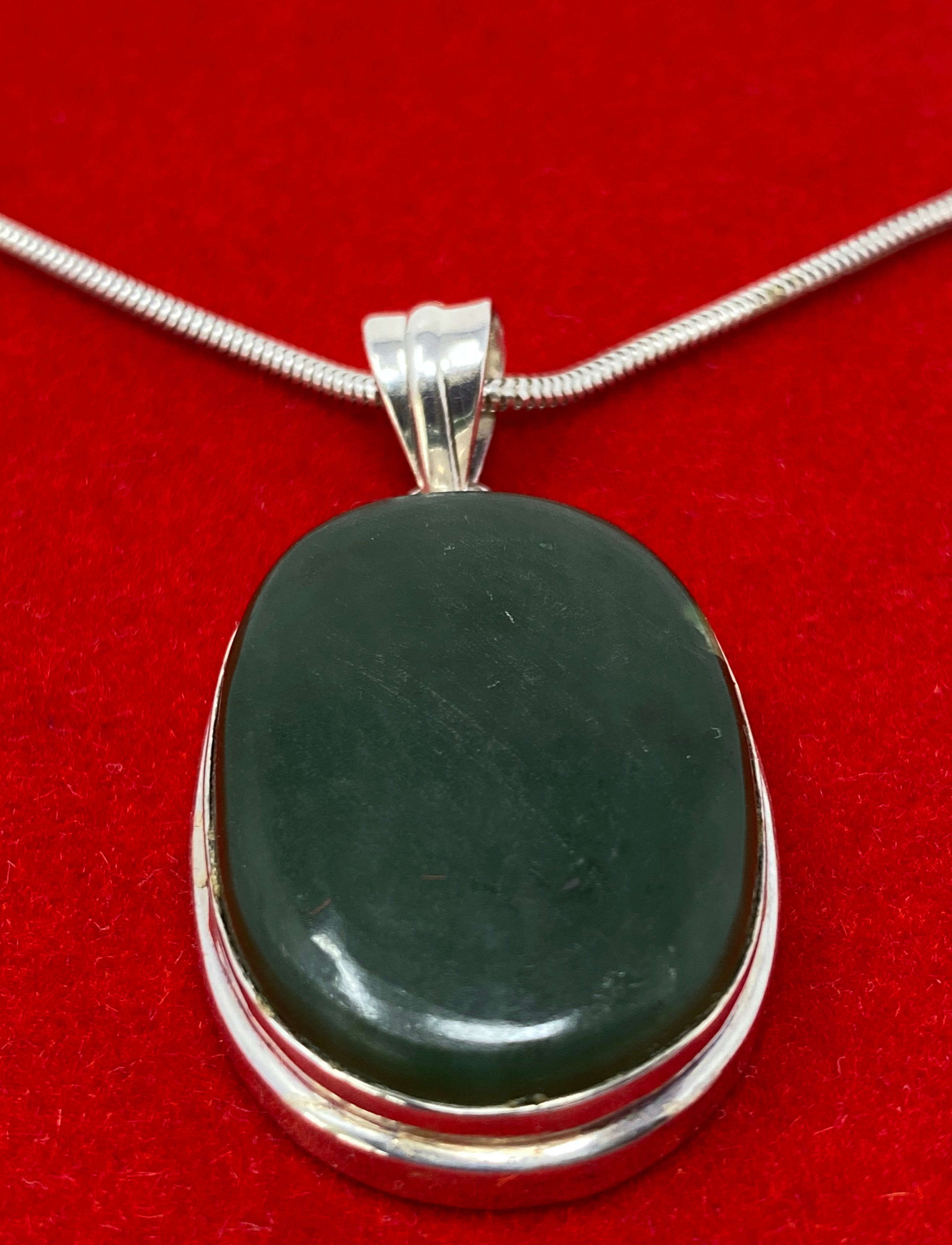 Silver and Naphrite Jade Necklace