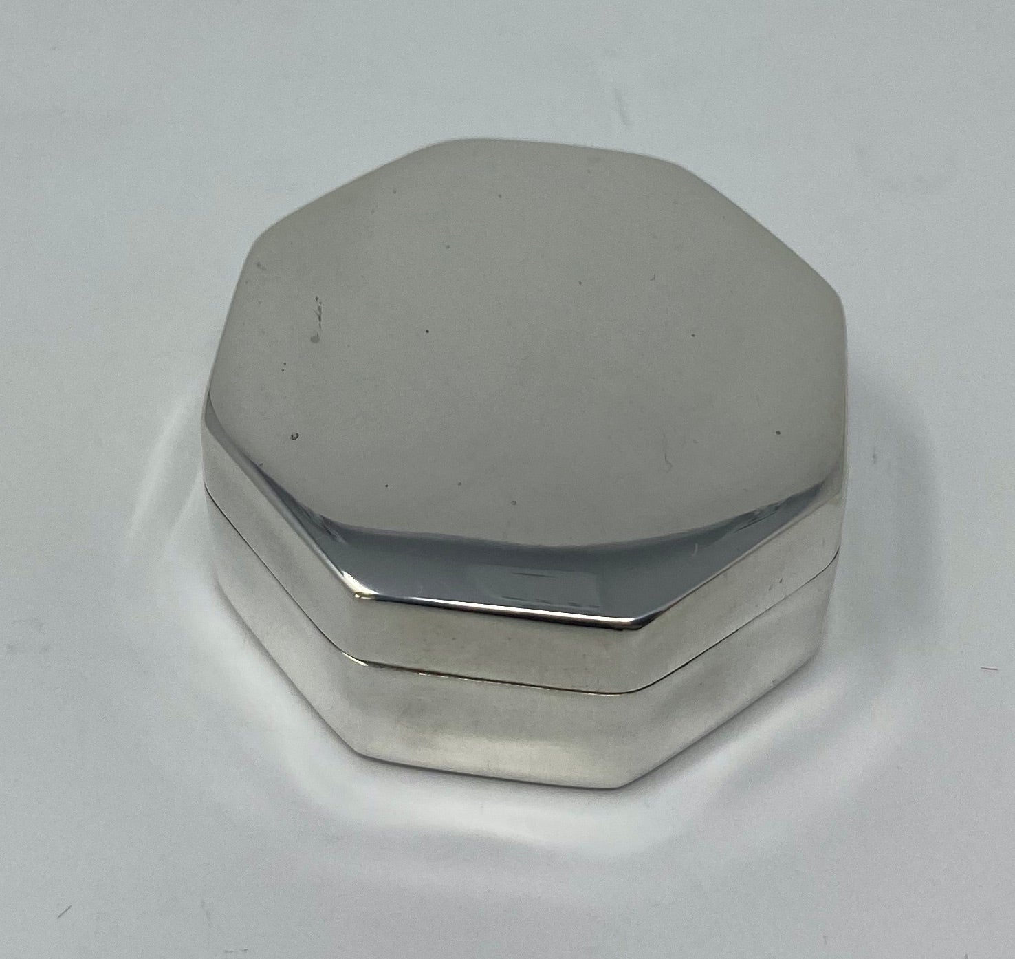 Silver Hexagonal Box With Pull Off Lid