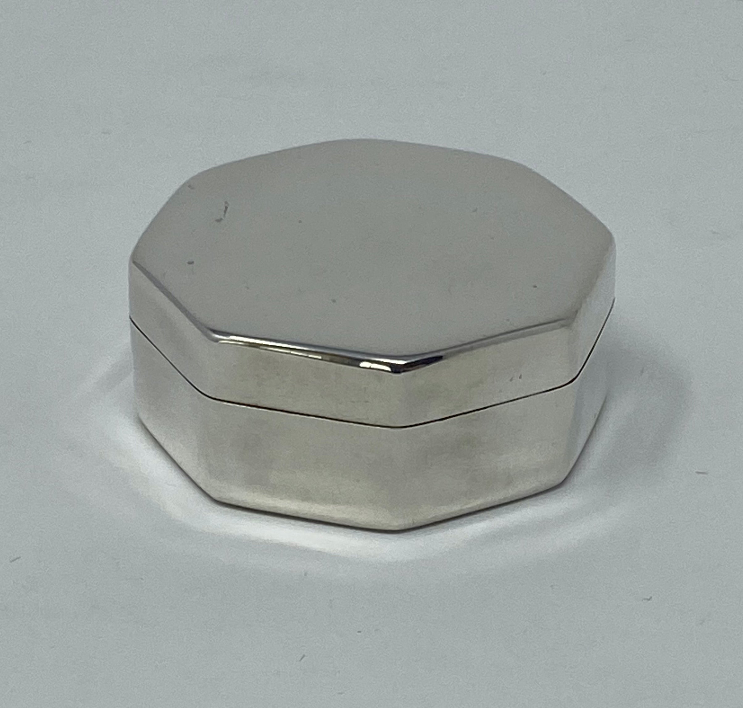 Silver Hexagonal Box With Pull Off Lid