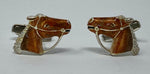 Load image into Gallery viewer, Silver and Enamel Horse Cufflinks
