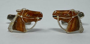 Silver and Enamel Horse Cufflinks