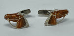 Load image into Gallery viewer, Silver and Enamel Horse Cufflinks
