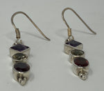 Load image into Gallery viewer, Silver, Amethyst, Citrine and Garnet Earrings
