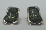Load image into Gallery viewer, Silver and Green Amber Earrings
