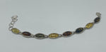 Load image into Gallery viewer, Silver and Three Colour Amber Stone Bracelet
